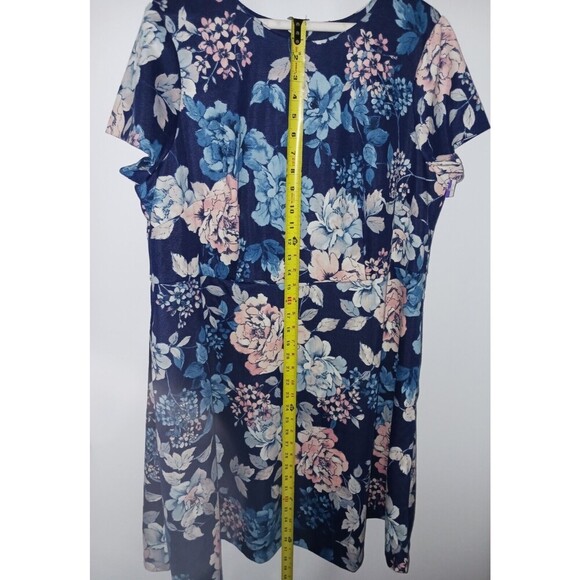 Eliza J Dress Women's 16w Navy Blue Floral Multi Color Plus‎ Size Short Sleeve - Picture 9 of 11